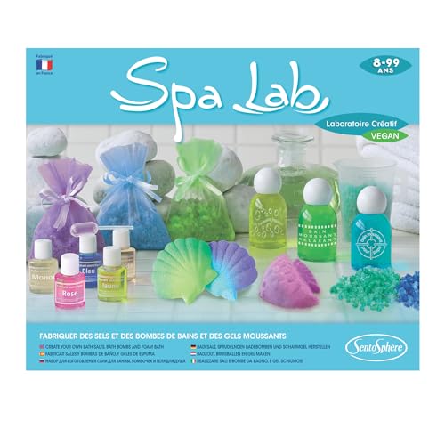 Sentosphre Spa Lab DIY Kit for Making Your Own Relaxing Soaps, Gels and Bath Salts - Spa Lab Kit - Big Kid - Includes Bases, Beaker, Spatula