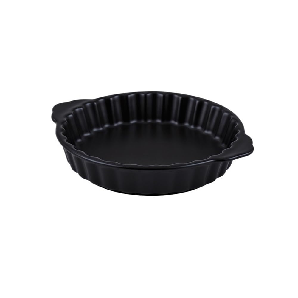 Versatile Piastra da forno in ceramica circolare creativa a doppio orecchio 360 ml(Nero)