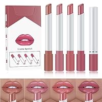 MEITREND Plumping Lip Gloss Set,Lipstick Sets 4 Pcs High Pigmented Velvety Nude Cigarette Lipgloss, Long Lasting Non-Fading Waterproof Shimmer Liquid Lipsticks,Makeup Sets For Women Gifts Surprise