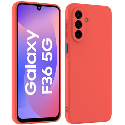 Image of DIZORO Microfiber Candy Cover for Samsung Galaxy F36 5G Full Camera Protection Premium Liquid Silicon Case Flexible Bumper Case for Samsung Galaxy F36 5G Coral