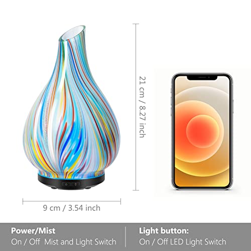 Essential Oil Diffusers, Bligli Upgraded Diffuser Glass Cover Aromatherapy Diffuser 100Ml Ultrasonic Cool Mist Humidifier, 7 Color Changing Waterless Auto-Off For Home Office #TOP3