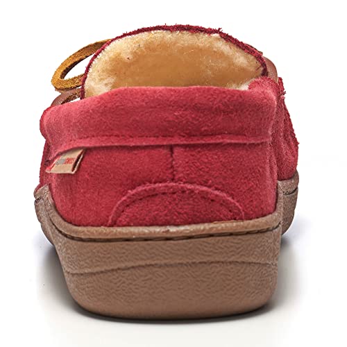 Image of Alpine Swiss Sabine Womens Moccasin Slippers Genuine Suede House Shoe Memory Foam Insole Plush Faux Shearling Fur Indoor Outdoor Anti-Slip Rubber Sole