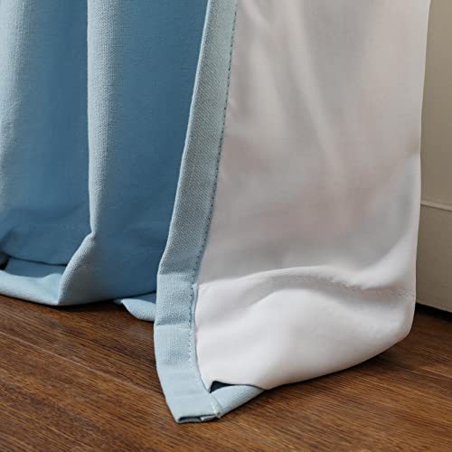 Twopages Solid Cotton Curtain 84 Inches Long Pinch Pleated Curtain Drape Heavyweight Thermal Insulated Blackout Curtain Privacy Curtain, 100W X 84L Inch, 1 Panel, Blue #TOP4