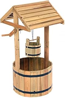 Oypla Garden Wooden Wishing Well Flower Planter Ornamental Plant Pot