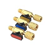 3Pcs Color Coded R410A Refrigerant Straight Ball Valves AC Charging Hoses Brass