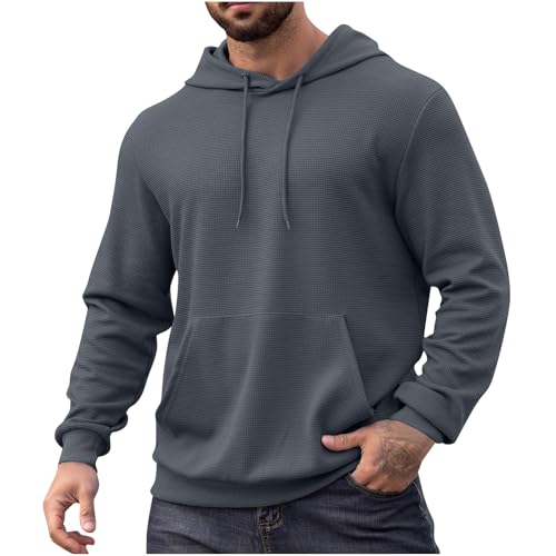 Muscularfit Mens Sweatshirts Hoodies Drawstring Long Sleeve Solid Lightweight Workout Hooded Pullover Shirts Outdoor Fashion oversized hoodies for men 2024 Gray L
