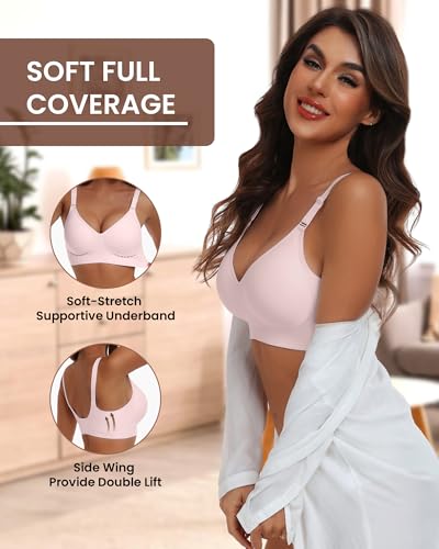 Image of HORISUN Comfortable Seamless Full Coverage Bra for Women Wireless Bras with Soft Support Regular and Plus Size