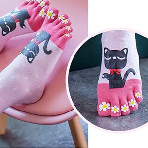 Image of acdiac Women's Cotton Toe Socks,five Finger Socks,Funny and Funky cartoon theme sport Toe Socks
