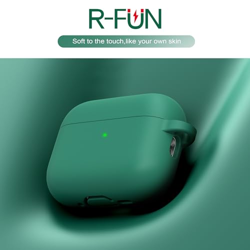 Image of R-fun for AirPods Pro 3rd Generation Case with Cleaner Kit, Soft Silicone Protective Case Cover for Apple AirPod Pro 3 for Women Men, AirPods Pro Case Accessories with Keychain, Pine Green