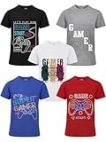 NUVORO 5 Pack Boys Shirts Cotton Youth Graphic T-Shirts Kids Summer Tops Shirts for Boys with Print Tee...
