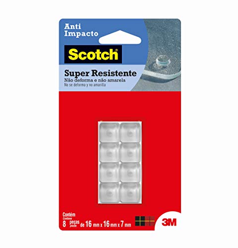 Scotch, 3M, Protetor Anti-Impacto, Quadrado, Transparente, 8 unidades