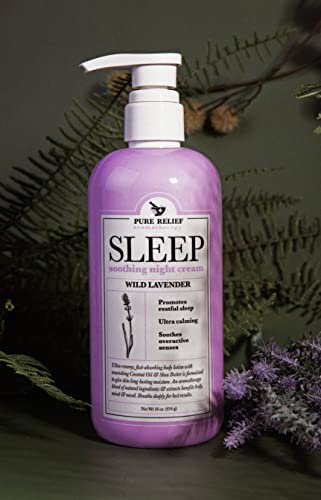 Pure Relief Lavender Sleep Body Lotion Shea Butter + Coconut Oil Body Cream Skin Care Moisturizer To Promote Better Rest W/Natural Soothing Herbal Extracts, Aromatherapy Night Cream, 16 Oz (2-Pack) #TOP4