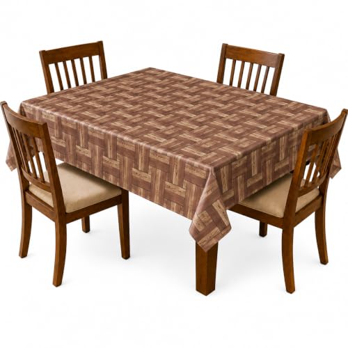 ROYAL-NEST Dining Table Cover for 4 Seater, Polyester Non-Woven Rectangle Table Cloth, 58 x 38 Inch, Water Resistant, Washable Wooden Design for Home, Kitchen & Restaurant, Dark Brown Box