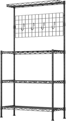 Image of Premium Heavy-Duty 4-Tier Black Metal Wire Storage Rack Shelf Organizer | Adjustable Multipurpose Freestanding Shelving Unit for Home, Office, Kitchen | Size 17 inch D x 27 inch W x 60 inch H Inch