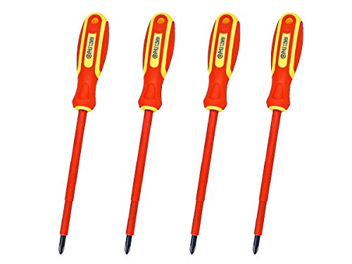 LEDLUX 4 Pezzi Cacciavite Isolato a Croce,Cacciavite A Stella Per Elettricista,Lama Isolante,Misura PH1 5X125mm