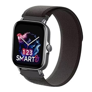 Pulseira de Nylon Nova compatível com GTS 4 /GTS 4 Mini/GTS 3 /GTS 2 Mini/GTS 2 2e /GTS 1 Marca 123Smart - Preto com Cinza