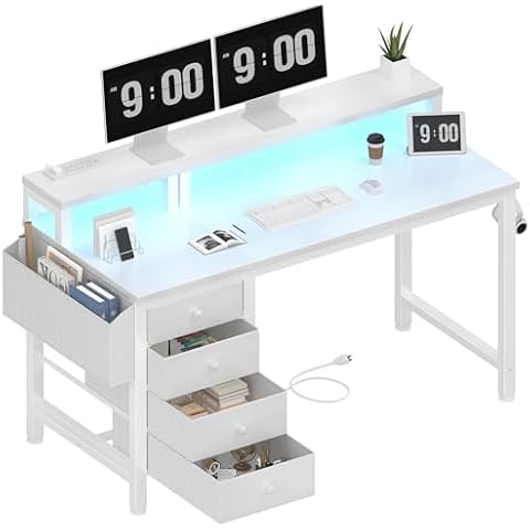 Lufeiya 47-Inch White Gaming Desk Cover