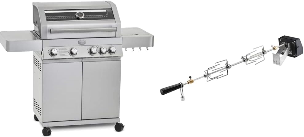 RÖSLE Gasgrill BBQ-Station VIDERO G3 Edelstahl, Grill mit 3 Haupt- und 1 Seitenbrenner, Deckel mit Glaseinsatz & Thermometer, beleuchtete Drehknöpfe, Edelstahl 18/0