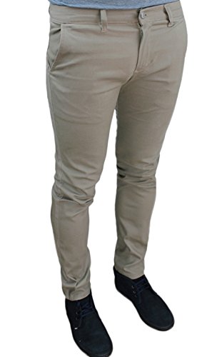 Pantalone Uomo C. Battistini Jeans Beige Sartoriale Slim Fit Aderente Invernale Casual Elegante (48)