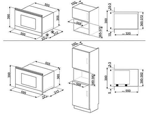 Micro-Ondes Encastrable Smeg MP122B1 – 22L, 850W, 6 Fonctions - vue 4