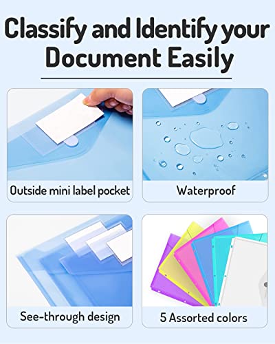 Forvencer Binder Pocket, 36 Pack Super Heavyweight Poly Binder Pocket with Tight Closure, Binder Folders Side Loading, 3 Ring Binder Pocket, Binder Dividers with Pockets, Letter Size, Assorted Colors - Thumbnail 6