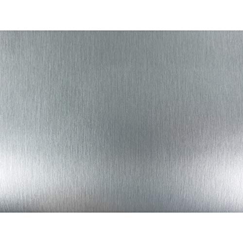 DecoMeister Lámina Adhesiva Para Muebles Nevera Efecto Aluminio Cepillado Liso Vinilo Autoadhesivo Plata Para Cocina Puerta Pared Papel Decorativo Para Bricolaje Decoración Hogar Rollo 67,5 x 200 cm