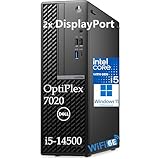 Dell OptiPlex 7020 Desktop Computer SFF, Intel 14-Core i5-14400, 16GB DDR4 RAM, 256GB PCIe SSD, 2 DisplayPort, WiFi 6E, BT, HDMI, Type-C, Windows 11 Pro, Pure Black