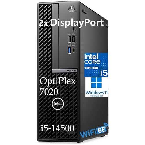 Dell OptiPlex 7020 Desktop Computer SFF, 7000 Small Dekstops PC, 16GB DDR5, 512GB PCIe SSD, 14th Gen Intel 14-Core i5-14500, 2 DisplayPort, WiFi6E, BT, HDMI, Type-C, Windows 11 Pro