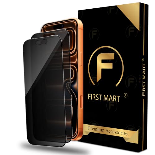 Image of FIRST MART Privacy Tempered Glass for iPhone 17 Pro, 2 Pack | Anti-Spy 9H Screen Protector, Edge-to-Edge, Case-Friendly, Scratch Resistant, Bubble-Free