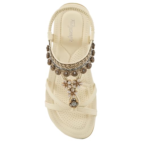 FUDYNMALC Womens Sandals Flat Shoes: Casual Summer Dressy Flats Gladiator Comfortable Walking Footwear