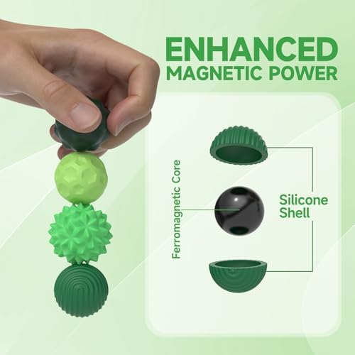 Magnetic Balls Fidget Toys Adults&Teens, 8pcs Sensory Attraction Stress Balls with Silicone Shell to Calm Restless Hands Anxious Mind,Easter Basket Stuffers for Teens Women Men Gift — view 8