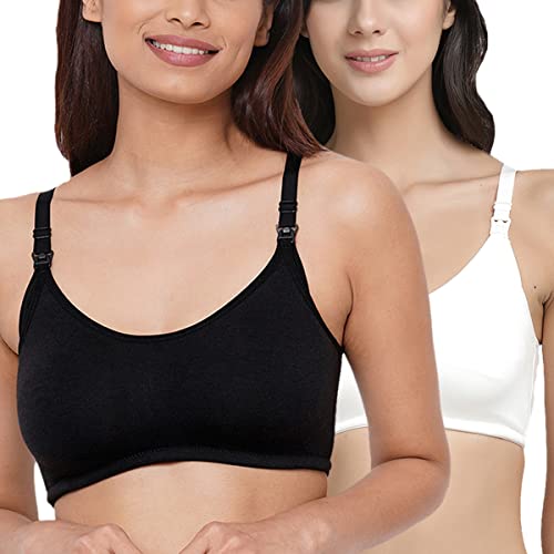 Image of Inner Sense Organic Cotton Bamboo Nursing Bra for Women I Non Padded Feeding Bra with Keyhole Back and Wire Free I Maternity Innerwear with Full Coverage (Combo Pack)