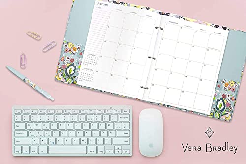 Vera Bradley Blue Floral Hardcover 3 Ring Binder, 1 Inch Round Rings With Interior Pockets, Floating Garden #TOP4