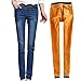 Produktbild LOPILY Hose Damen Thermohose mit Innenfleece Gr.50 48 46 Winterhose Heiß Warm Gefütterte Jeans Straight Hose mit Weitem Gummizug Band Jeans Leggings Fleece Treggings Damen Große Größen (Hellblau,)
