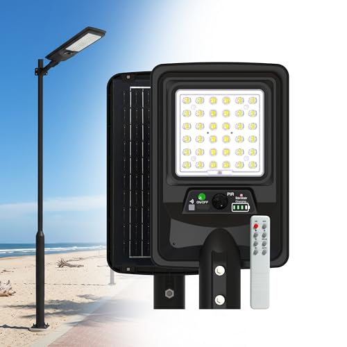 Image of Homehop Solar Light Outdoor Home Garden 100W Street Motion Sensor Security | Solar Street Light Outdoor Waterproof Automatic LED Wall Lamp for Yard, Patio, Balcony with Pole (Cool White, 6000mAh, ABS)