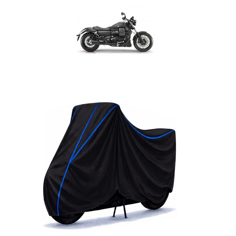 Image of Audace Bike Cover Water Resistant Universal Motorcycle Rain | Heavy Duty UV Protection, Dust, Scratch Indoor Outdoor All Weather with Black Blue Piping Elastic