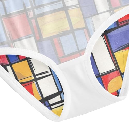 ZZKKO Abstract Art Colorful Blocks Girls Underwear Toddler Panties for Girls Comfort Brief Size 2-8T4