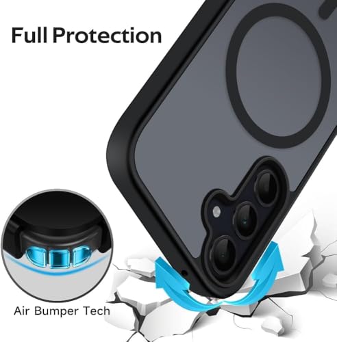 Image of Elzzi Magnetic Magsafe Designed for Samsung A55 5G Case Translucent Matte Hard PC + TPU Back Cover [Compatible with MagSafe] Phone Case (Black)