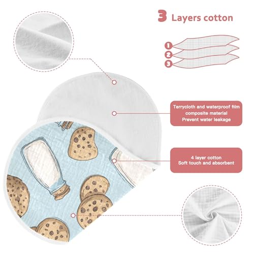 Milk Bottle Cookies Cute Burp Cloths Baby Boys Girls Absorbent Soft Cotton Burping Cloths Rags, 4 Pack3