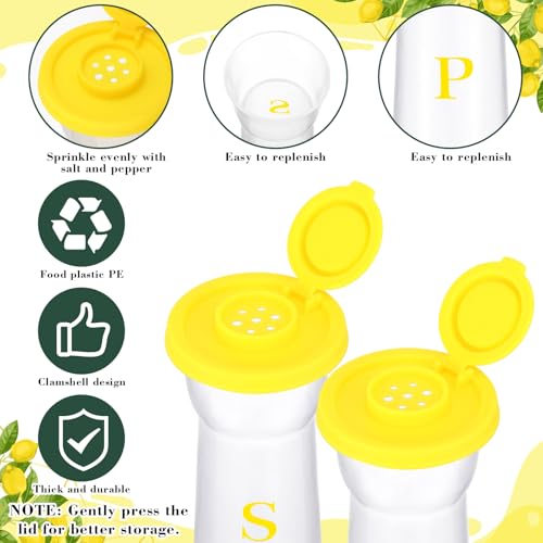 Image of Set of 2 Plastic Salt and Pepper Shakers with Lids Large Salt Shaker Pepper Container Vintage Tall Hourglass Camping Picnic Outdoors Travel Spice Set for Home Picnic Kitchen(Classic,Yellow)