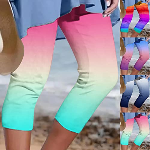 Hgps8W Womens Cropped Leggings, High Waisted Floral Print Compression Running Workout Yoga Capris Yoga Pants Tights #TOP1