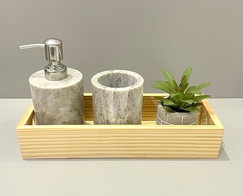 Image of Wooden Vanity Tray Organizer Rectangular Bathroom Counter Tray Decorative Organizer for Perfume Jewellery Makeup Storage Serving Tray for Kitchen Countertop (7.5 inchX7.5 inch Inch) (Large)