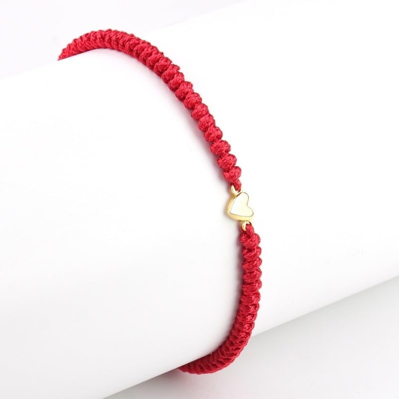 Pingyongchang 2pcs Love Heart String Bracelets Sweet Heart Matching Adjustable Braided String Bracelet Pink Black Red Mother's Day Birthday Gifts for Mother Daughter Son - Image 4