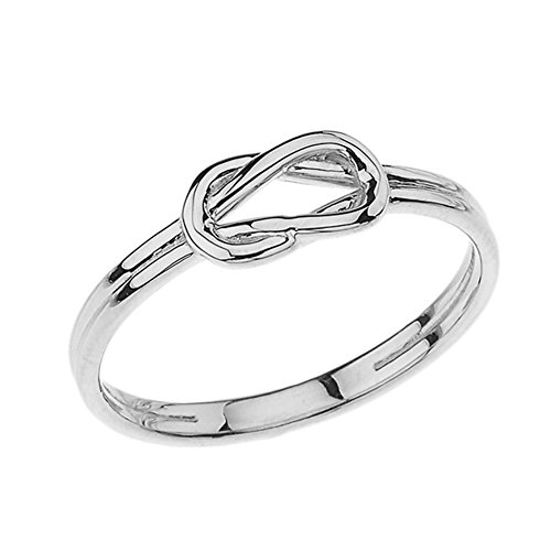 Modern 14k White Gold Hercules Love Knot Promise Ring (Size 7)