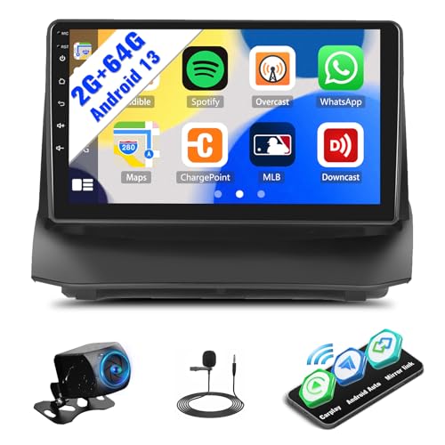 SIXWIN Android Car Stereo for Ford Fiesta 2009-2014 9 Inch Touch Screen with CarPlay Android Auto Mirror Link Bluetooth FM 28UI Backup Camera GPS Navigation WiFi FM SWC MIC 2G+64G