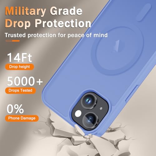 Image of YENAPOON for iPhone 15 Plus Case, iPhone 14 Plus Case, Matte Magnetic Phone Cover with 1 Screen Protector [Support for MagSafe] [Shockproof Military Grade Protection] Translucent Frosted Back, Purple
