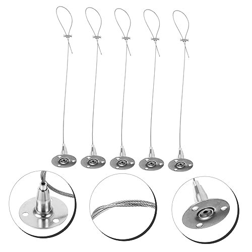 Image of 5pcs Wire Rope Hook Hanger for Secure Hanging of Curtains and Signs Design - Easy Wall Ceiling Installation