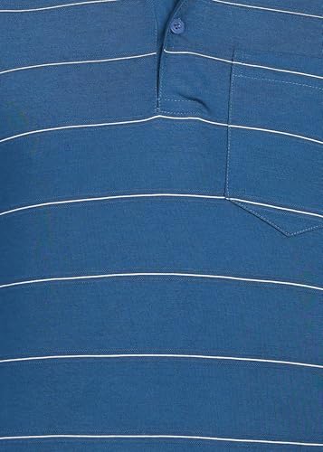 Image of INKKR Men Full Striped Polo Neck Cotton Blend T-Shirt