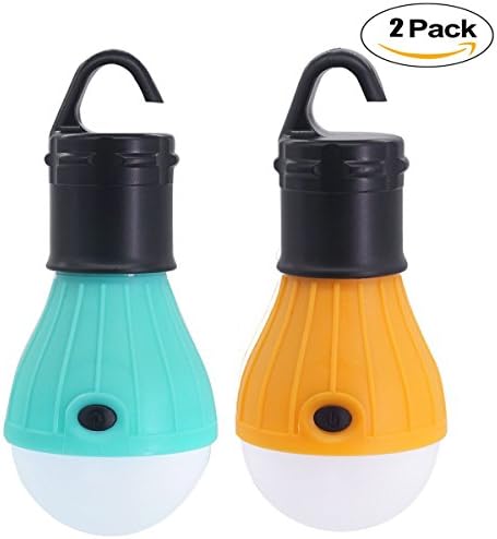 OutDirect 2 Pack Blue & Orange Mini Hanging Lamp Portable LED Camping Lantern Tent Light Bulb for Hiking, Battery Powered Emergency Lantern Light for Household, Fishing, Car Repairing