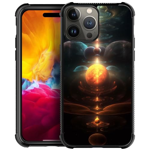 DAIZAG Compatible with iPhone 15 Pro Case,All-Round Protection Shockproof Anti-Scratches TPU Cover,Cases for Man Woman-Sun Moon Universe Planet